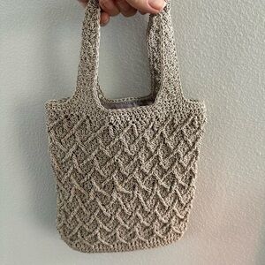 Beige Crochet Hand Bag